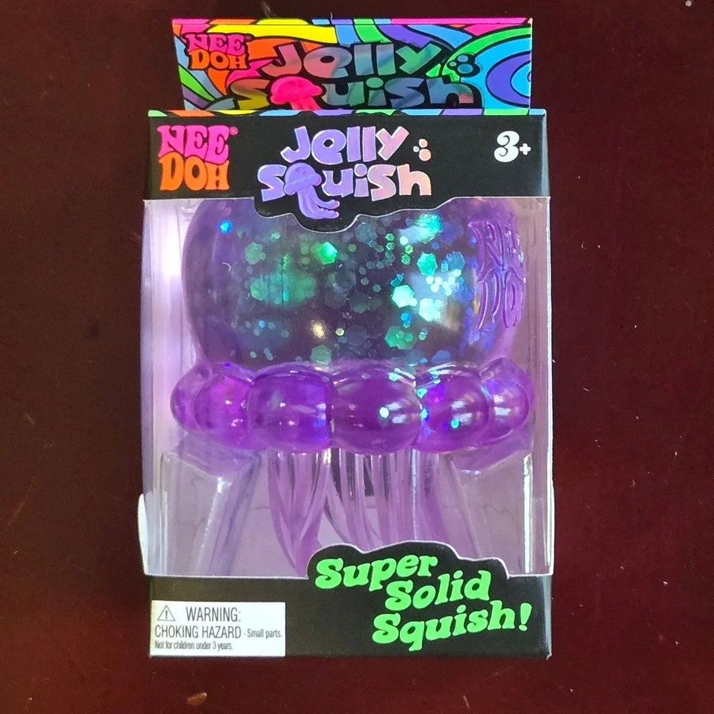 Viral Schylling NeeDoh JellySquish Purple Glitter Jellyfish Fidget Toy J